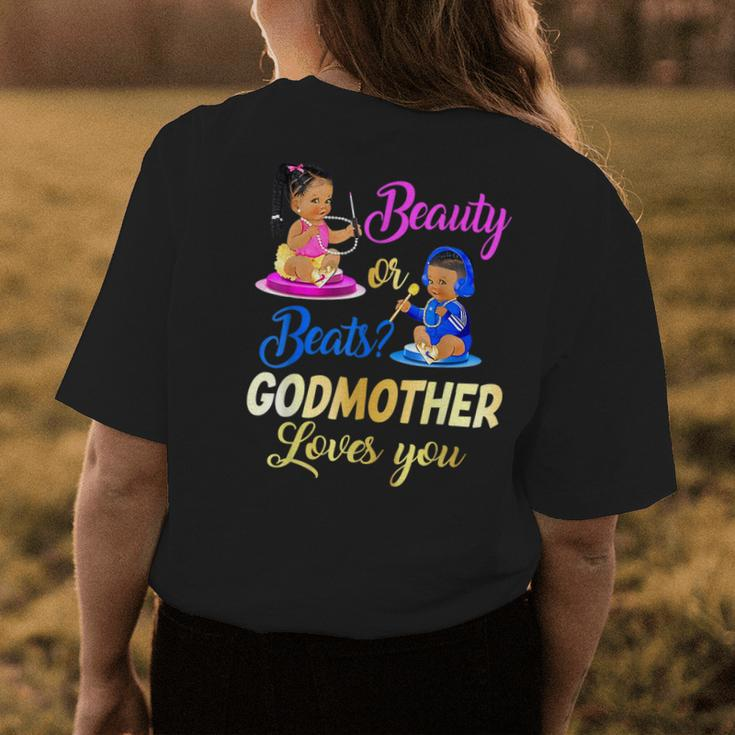 Cute Beauty Or Beat Godmother Loves You Gender Reveal Party Womens Back Print T-shirt Funny Gifts
