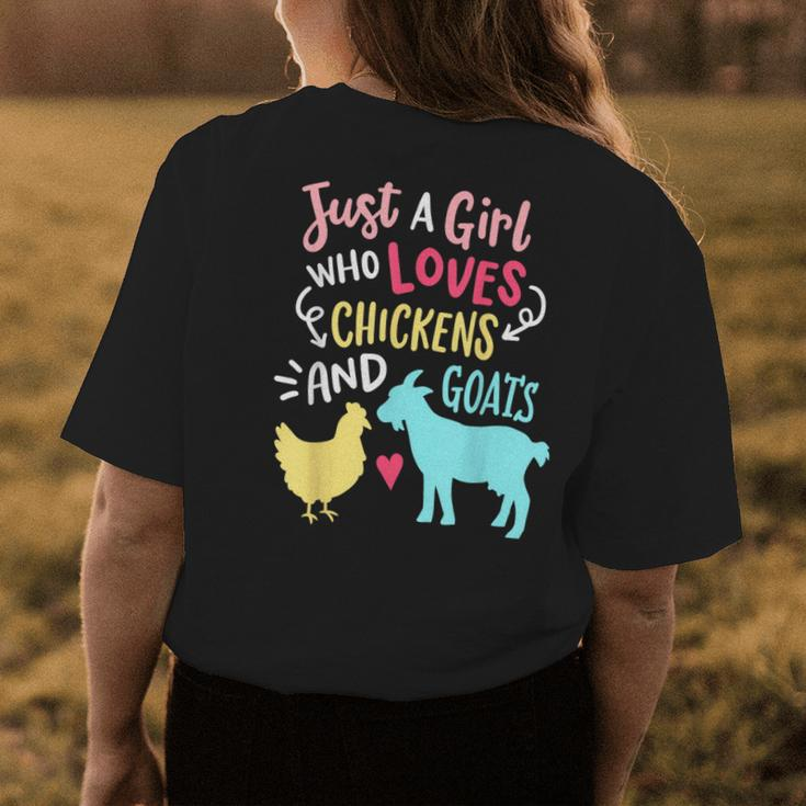 Cute Girl Who Loves Chickens Goats Lover Farmer Girls Funny Womens Back Print T-shirt Unique Gifts
