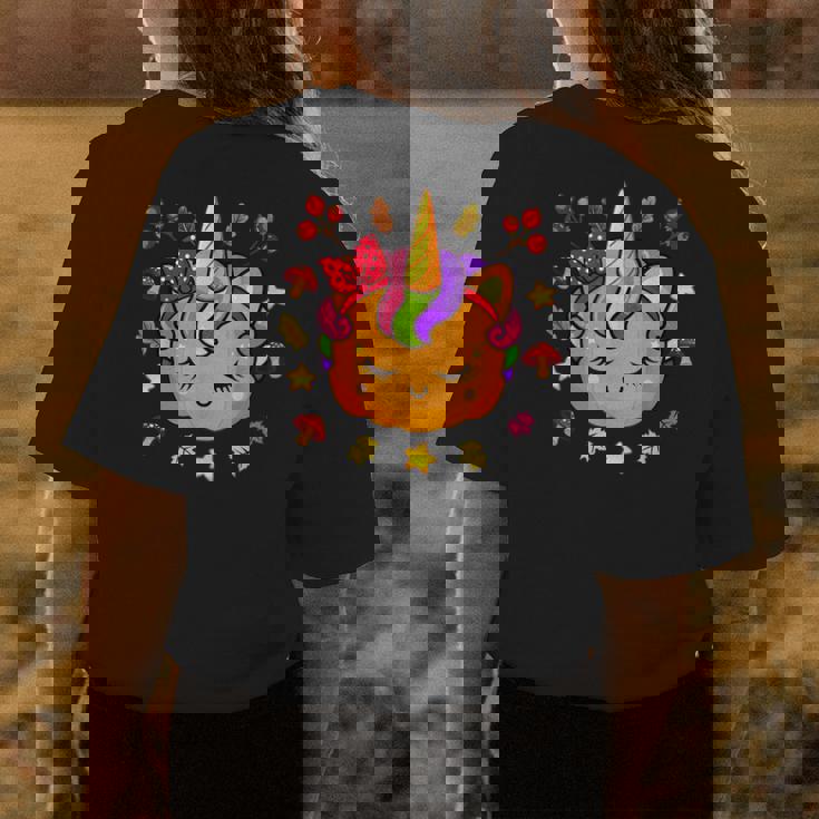 Cute Halloween Unicorn Pumpkin Autumn Fall Leaves Unicorn Halloween Womens T-shirt Back Print Unique Gifts Cute Halloween Unicorn Pumpkin Autumn Fall Leaves Unicorn Halloween Womens T-shirt Back Print Unique Gifts