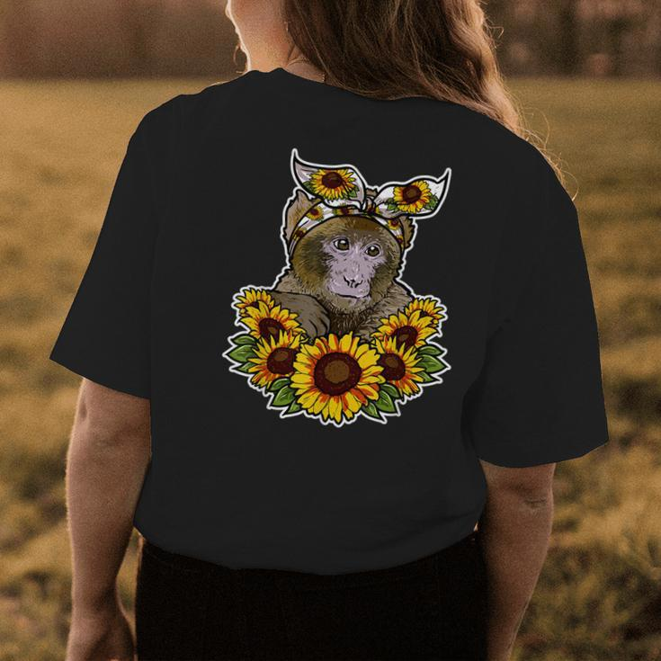 Cute Love Ape Gift Sunflower Decor Monkey Womens Back Print T-shirt Unique Gifts