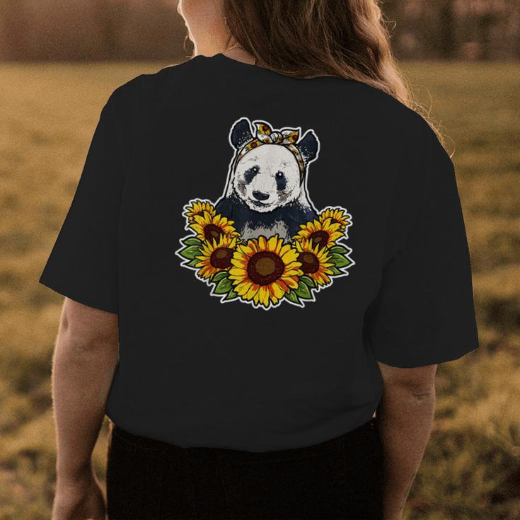 Cute Love Panda Gift Sunflower Decor Panda Womens Back Print T-shirt Unique Gifts