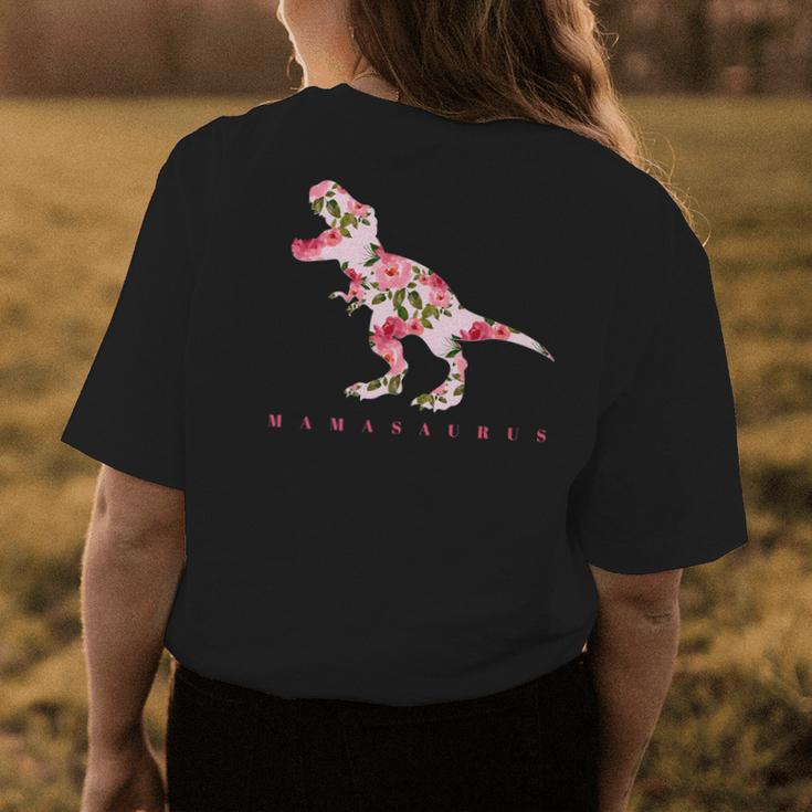 Cute Mamasaurus With Floral Dinosaur Womens Back Print T-shirt Unique Gifts