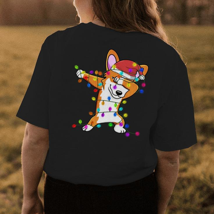 Dabbing Corgi Christmas Fairy Lights Dog Funny Xmas Costume Womens Back Print T-shirt Unique Gifts