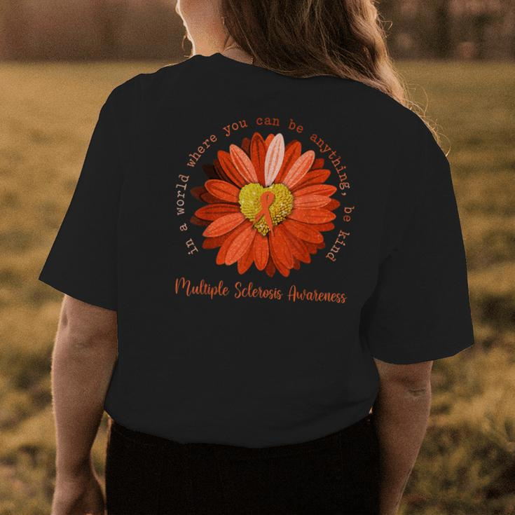 Daisy Be Kind Multiple Sclerosis Awareness Orange Ribbon Womens Back Print T-shirt Unique Gifts