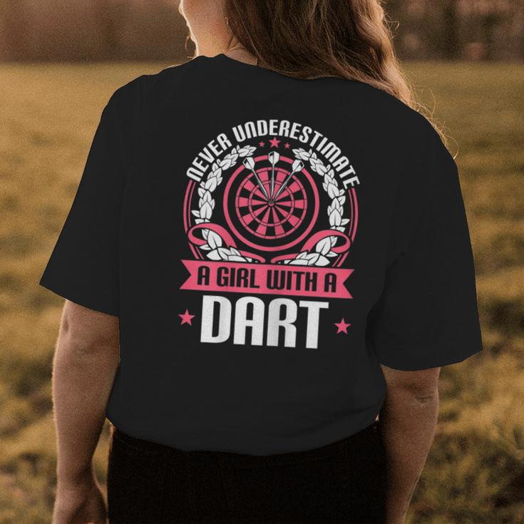 Dart Player Cool Quote Never Underestimate A Girl With Darts Gift For Womens Womens Back Print T-shirt Funny Gifts