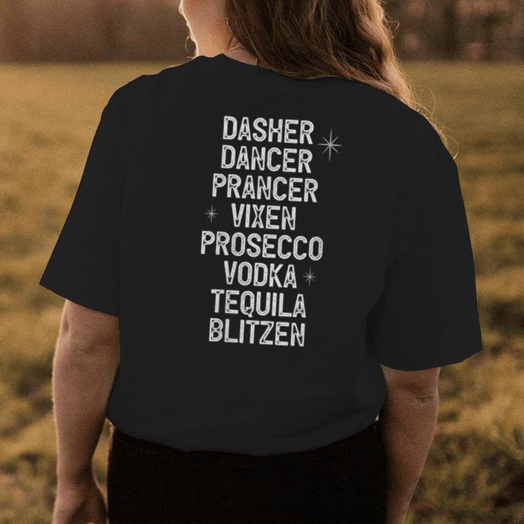 Dasher Dancer Prancer Tequila Alcohol Xmas List Womens Back Print T-shirt Unique Gifts