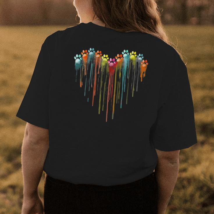 Dog Paws Heart Dog Owner Rainbow Pet Animal Womens Back Print T-shirt Unique Gifts