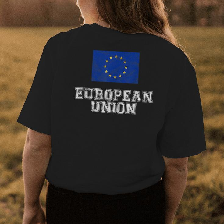 European Union Flag Vintage I Men Women Kids Womens Back Print T-shirt Unique Gifts