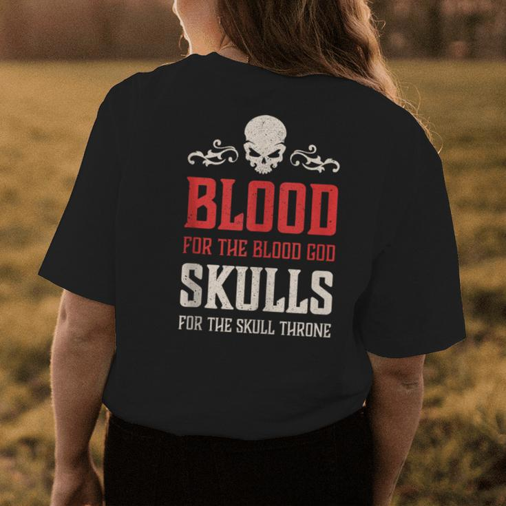 Evil Skull Blood For The Blood God Hell Demon Womens Back Print T-shirt Unique Gifts