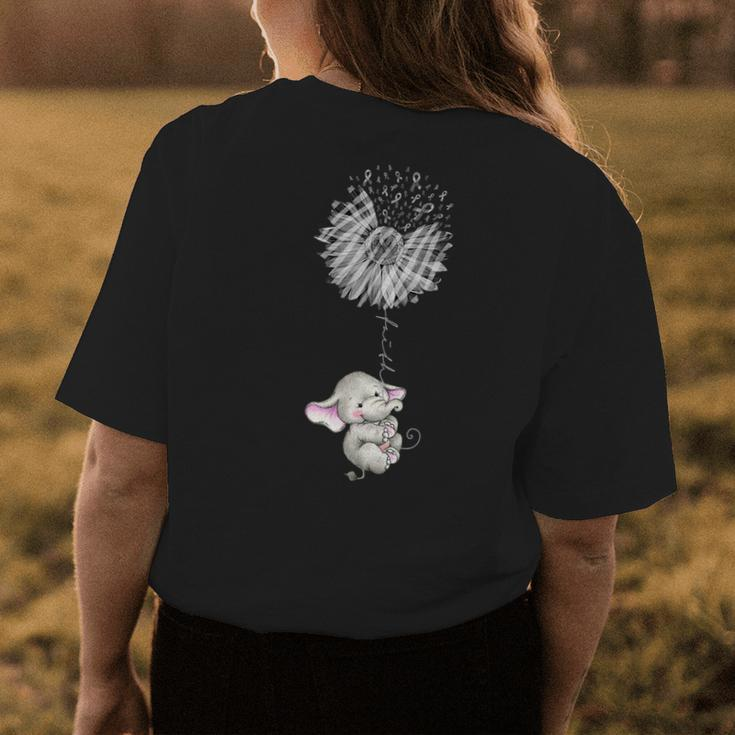 Faith Elephant Sunflower Neuroendocrine Cancer Awareness Womens Back Print T-shirt Unique Gifts