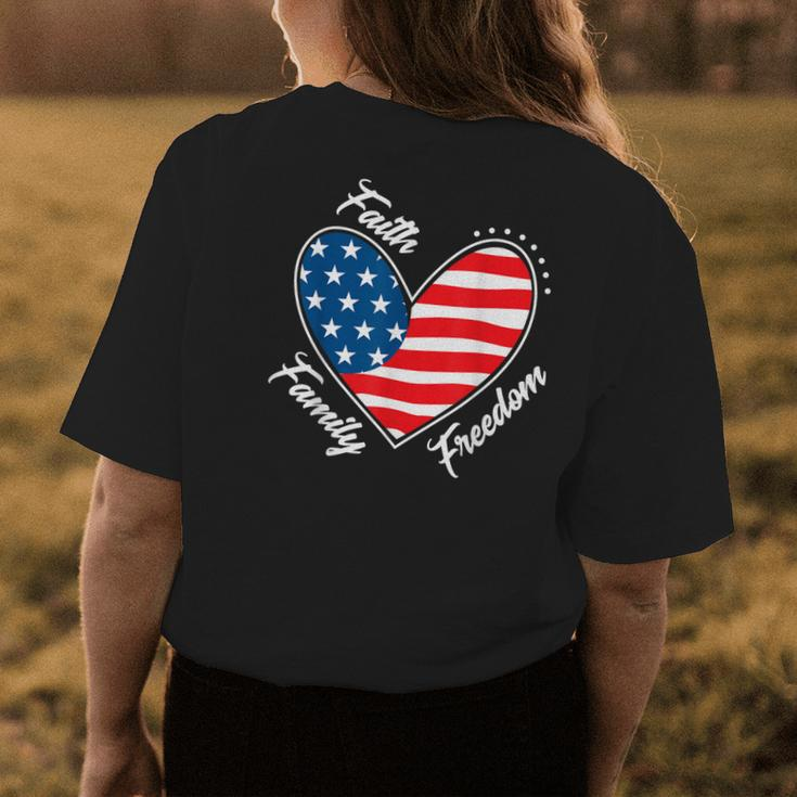 Faith Family Freedom 4Th Of July Patriotic Men Women Womens Back Print T-shirt Unique Gifts