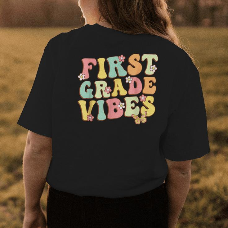 First Grade Vibes Hello Team 1St Grade Teacher Kids Retro Womens Back Print T-shirt Unique Gifts