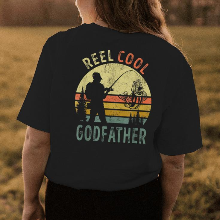 Fishing Dad Vintage Reel Cool Godfather Fathers Day Gift Womens Back Print T-shirt Funny Gifts