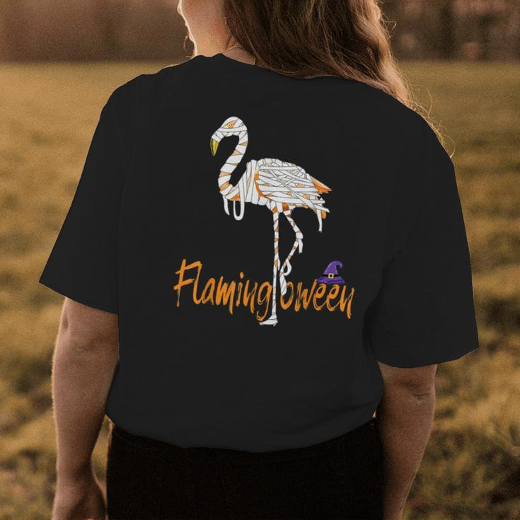 Flamingoween Flamingo Mummy Happy Halloween Horror Costume Womens Back Print T-shirt Unique Gifts