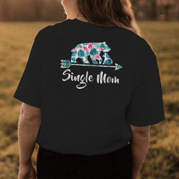 Floral Single Mom Bear Matching Buffalo Pajama Womens Back Print T-shirt Unique Gifts