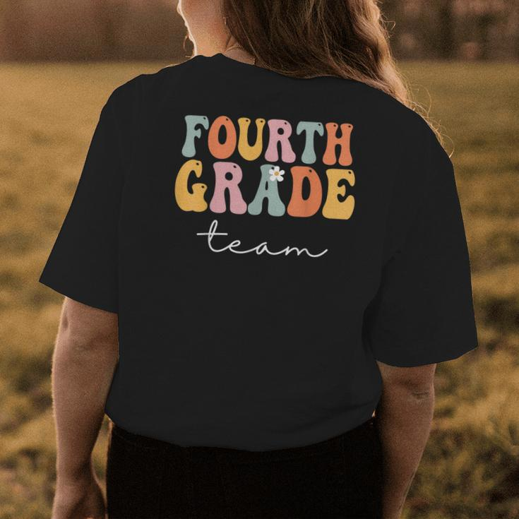 Fourth Grade Team Retro Groovy Vintage First Day Of School Womens Back Print T-shirt Unique Gifts