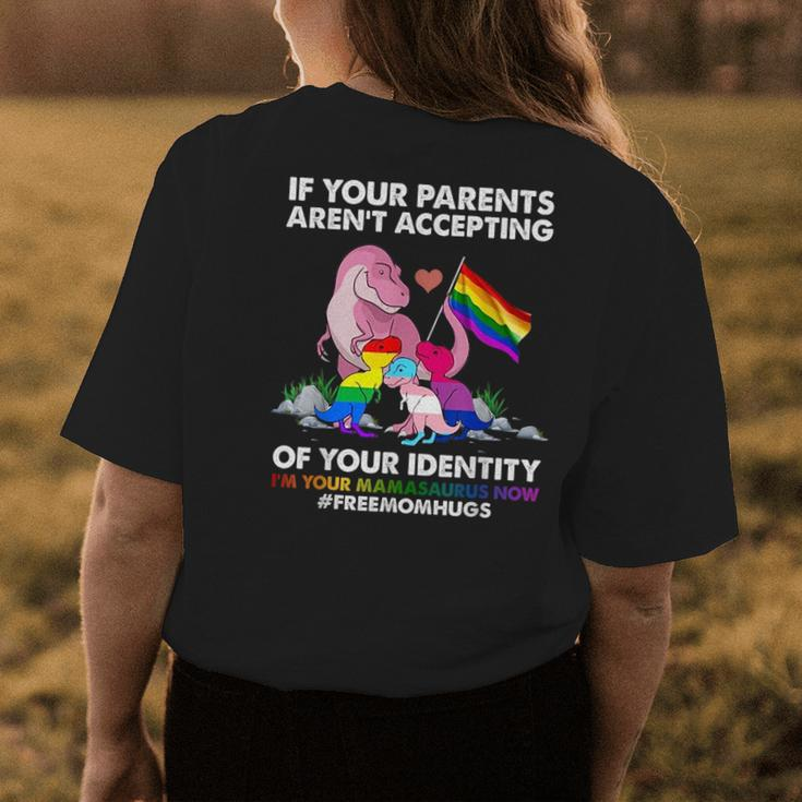 Free Mom Hugs Mamasaurus DinosaurRex Ally Rainbow Lgbt Womens Back Print T-shirt Unique Gifts