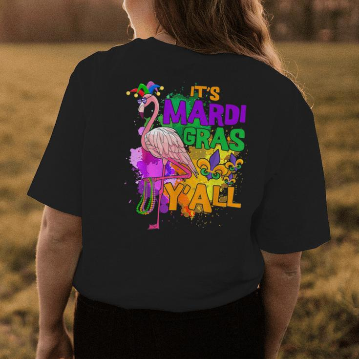 Funny Carnival Party Gift Idea Flamingo Mardi Gras Flamingo Funny Gifts Womens Back Print T-shirt Unique Gifts