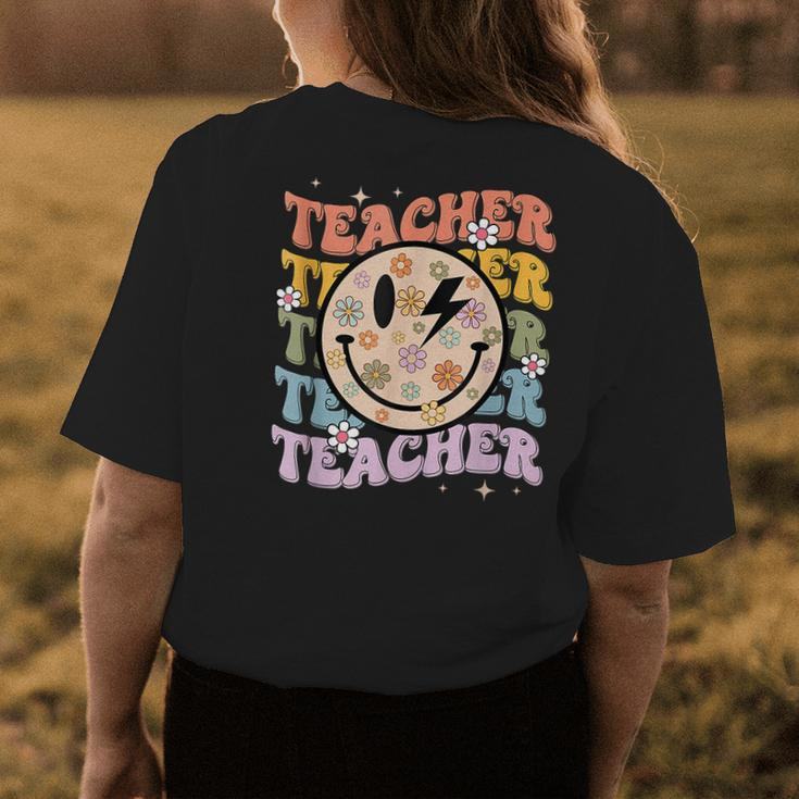 Funny Hippie Face Teacher Back To School Teachers Day  Womens Back Print T-shirt Personalized Gifts