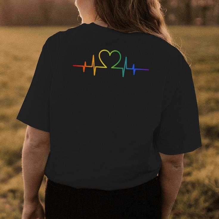 Gay Heartbeat Lgbt Pride Rainbow Flag Lgbtq Cool Les Ally Womens Back Print T-shirt Unique Gifts