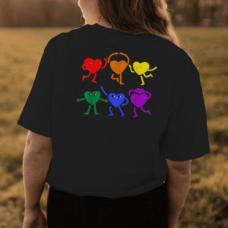Gay Pride Lgbtq Cute Rainbow Flag Heart Lgbt Gay Ally Pride Womens Back Print T-shirt Unique Gifts
