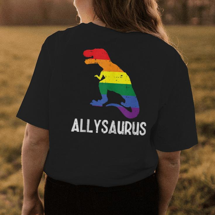 Gay Rainbow Dino Trex Ally Saurus Lgbt Flag Boys Toddler Kid Womens Back Print T-shirt Unique Gifts