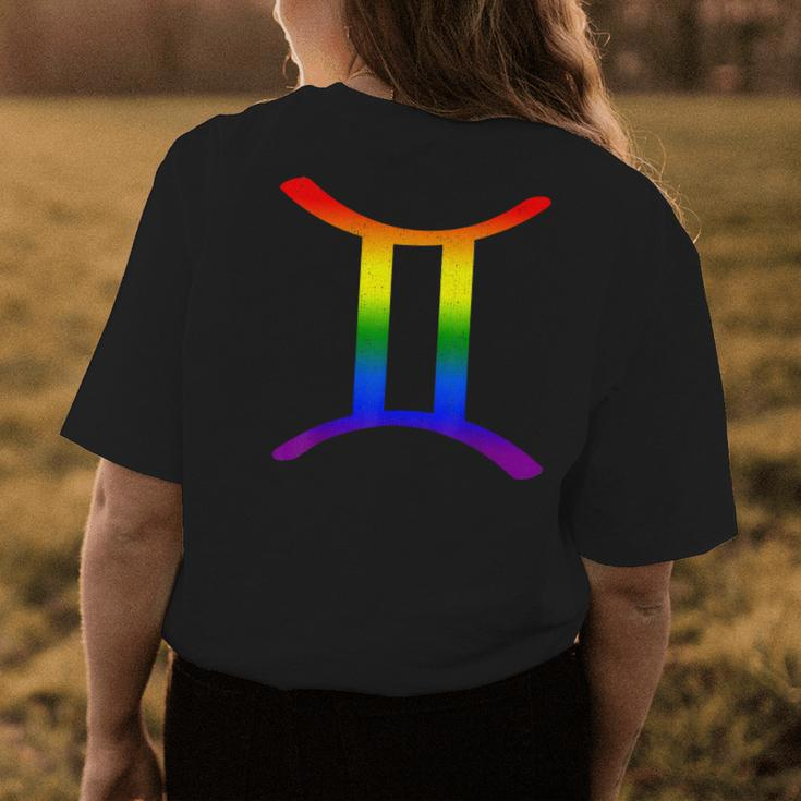 Gemini Lgbt Zodiac Sign Lgbt Rainbow Pride Gay Gifts Womens Back Print T-shirt Unique Gifts