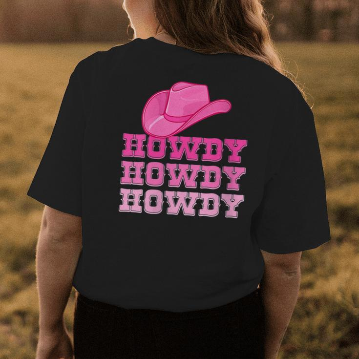 Girls Pink Howdy Cowgirl Western Country Rodeo Gift For Womens Womens Back Print T-shirt Unique Gifts