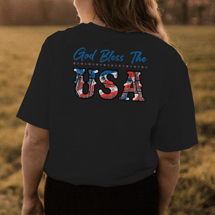God Bless The Usa Red White Blue Flag Patriotic 4Th Of July Womens Back Print T-shirt Unique Gifts