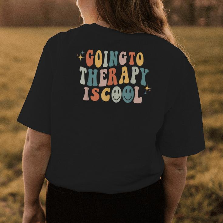 Going To The Therapy Is Cool Retro Groovy Feminist Womens Back Print T-shirt Unique Gifts