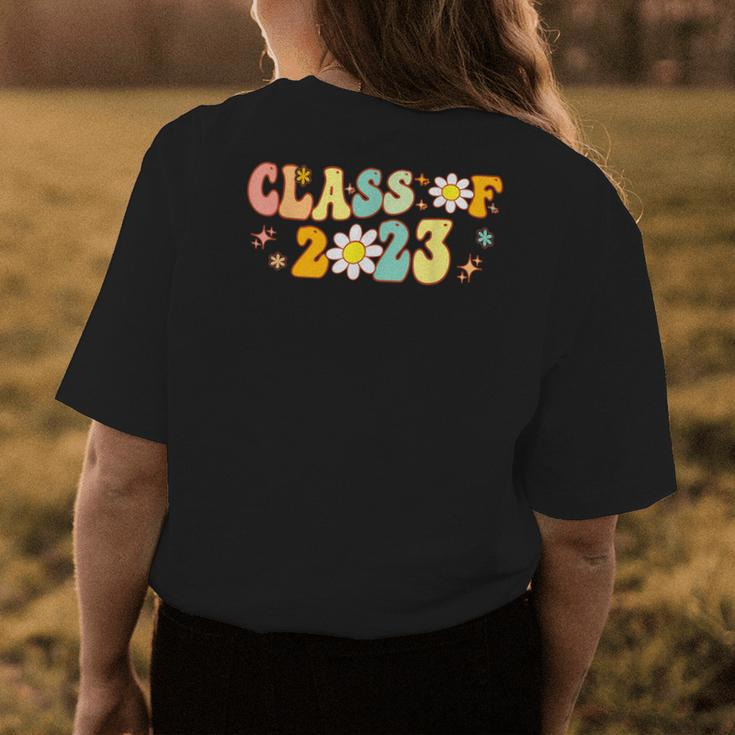 Groovy Class Of 2023 Senior Daisy Flower Graduation Party Womens Back Print T-shirt Unique Gifts