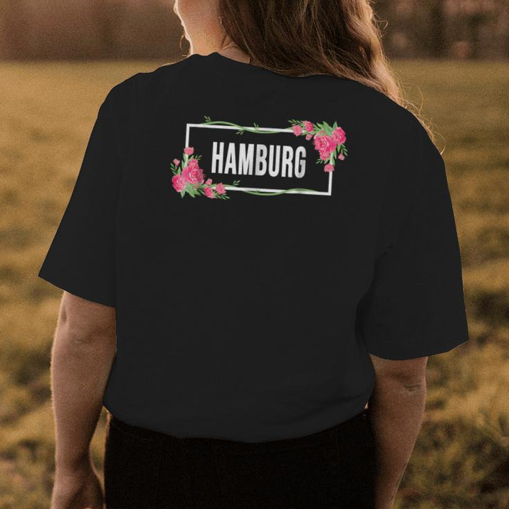 Hamburg Germany Floral Hibiscus Flower Womens Back Print T-shirt Unique Gifts