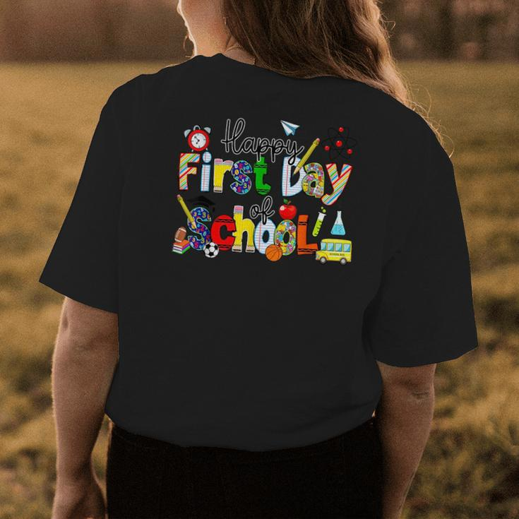 Happy First Day Of School Teachers Students Back To School Womens Back Print T-shirt Funny Gifts
