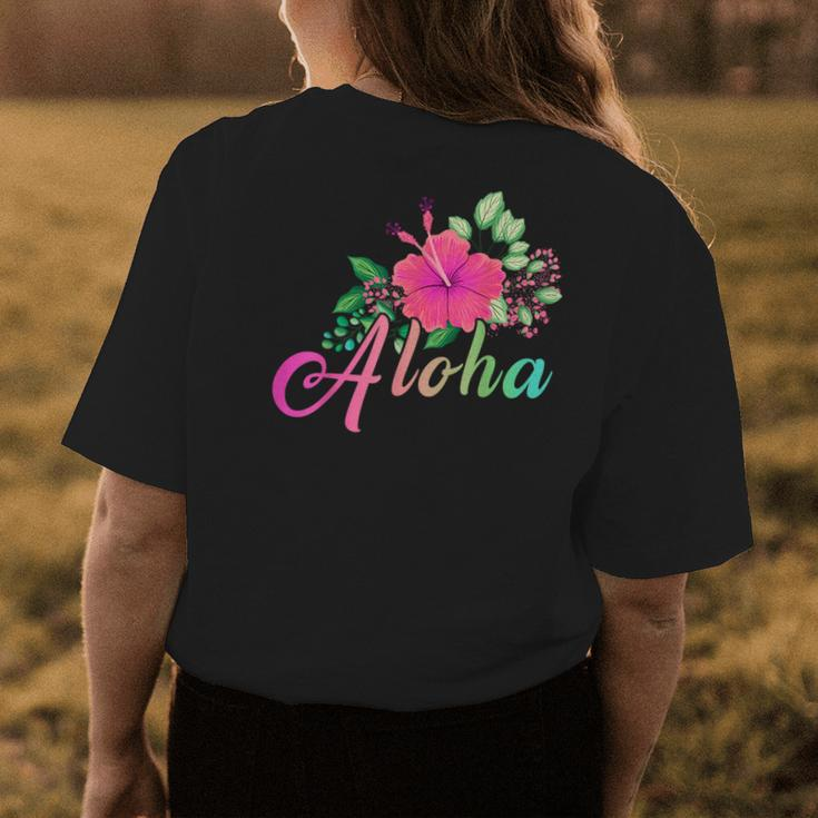 Hawaiian Aloha Flower Hawaii Beach Vacation Lovers Womens Back Print T-shirt Funny Gifts