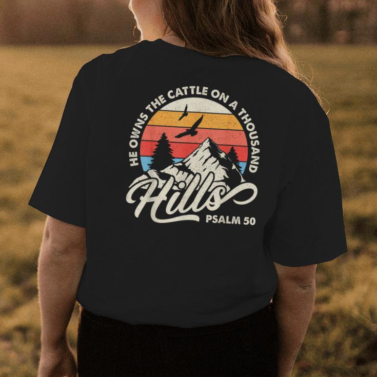 He Owns The Cattle On A Thousand Hills Psalm Jesus Christian Womens Back Print T-shirt Unique Gifts