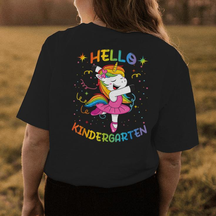 Hello Kindergarten First Day Back To School Unicorn Girls Womens Back Print T-shirt Unique Gifts