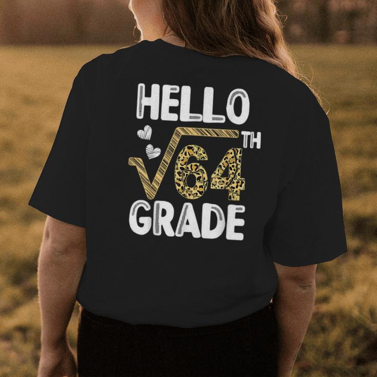 Hello Square Root Of 64Th 8Th Grade 1St Day Leopard Teachers Womens Back Print T-shirt Unique Gifts