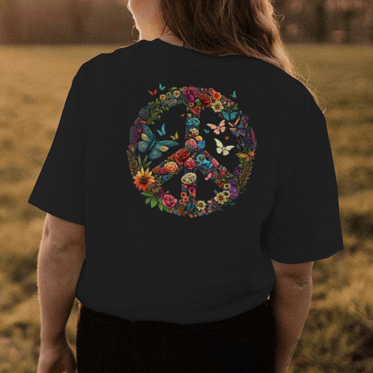 Hippie Daisy Peace Sign Retro Flower Pink Flowers Lovers Womens Back Print T-shirt Unique Gifts