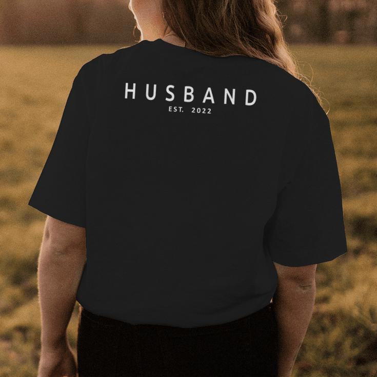 Husband Est 2022 Married Couple Wedding Wife Matching Womens Back Print T-shirt Funny Gifts