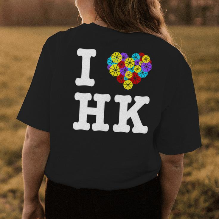 I Love Hong Kong With Umbrella Floral Heart Womens Back Print T-shirt Unique Gifts