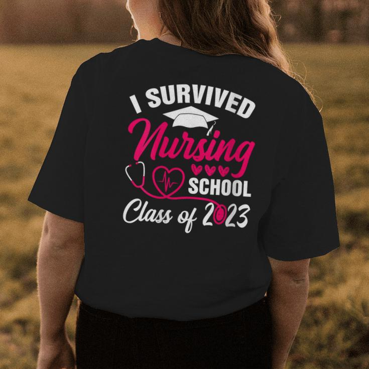 I Survived Nursing School Graduation Class Of 2023 Nurse Womens Back Print T-shirt Personalized Gifts