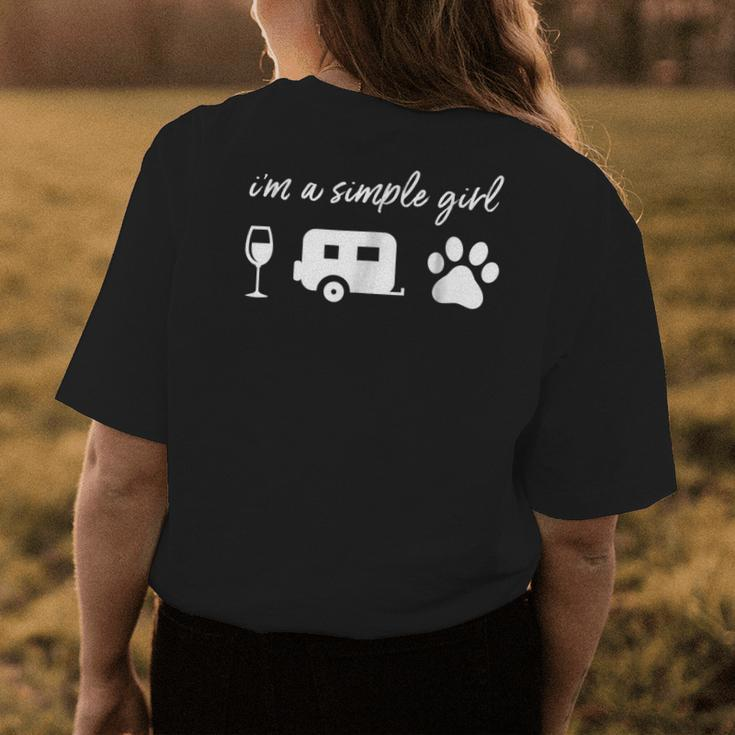 Im A Simple Girl Wine Camping Dog Paw Funny Cute Womens Back Print T-shirt Unique Gifts