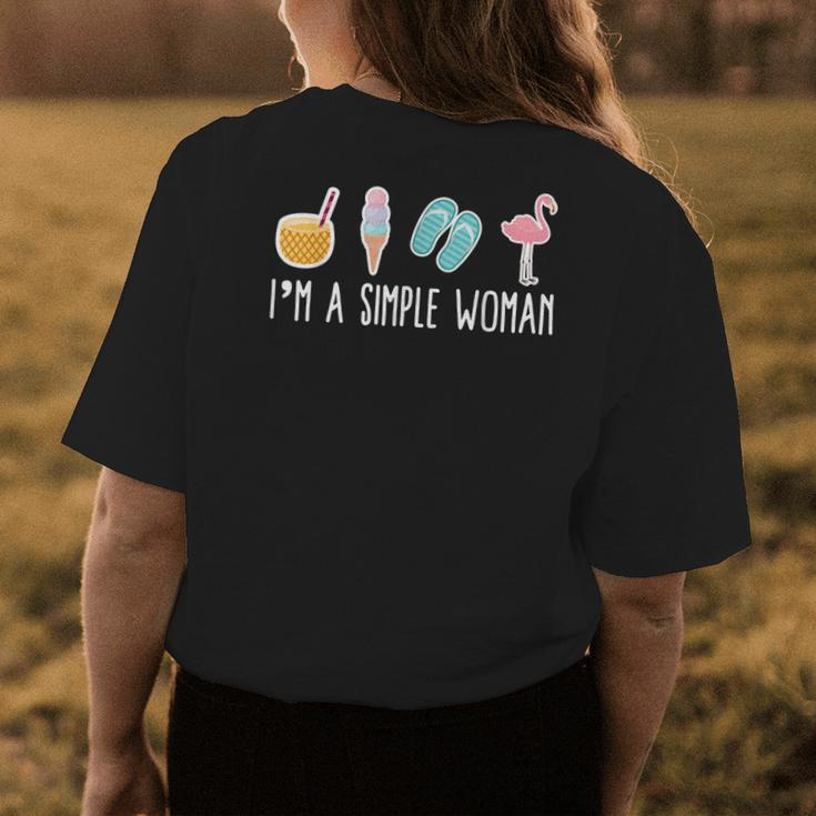 Im A Simple Woman Flamingo Womens Back Print T-shirt Unique Gifts