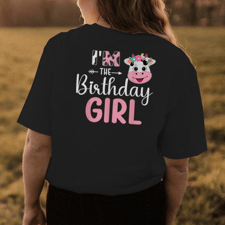 Im The Birthday Girl Farm Cow 1 St Birthday Girl Womens Back Print T-shirt Unique Gifts