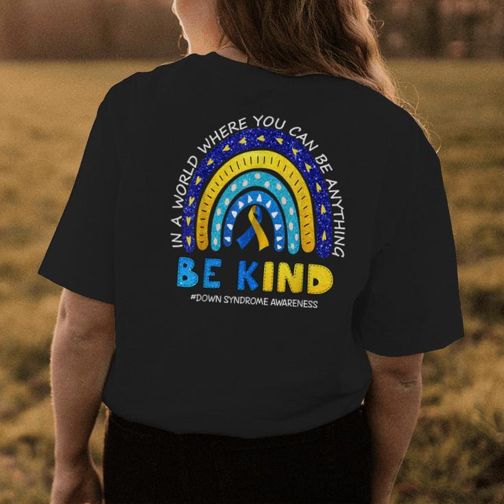In October We Wear Blue And Yellow Down Syndrome Awareness Womens Back Print T-shirt Unique Gifts