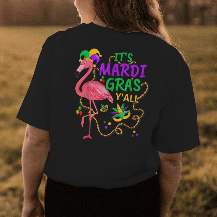 Its Mardi Gras Yall Jester Flamingo Fat Tuesday Parades Womens Back Print T-shirt Unique Gifts