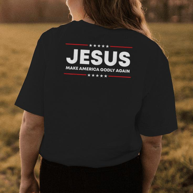 Jesus Make America Godly Again Patriotic Christian Faith Usa Womens Back Print T-shirt Unique Gifts