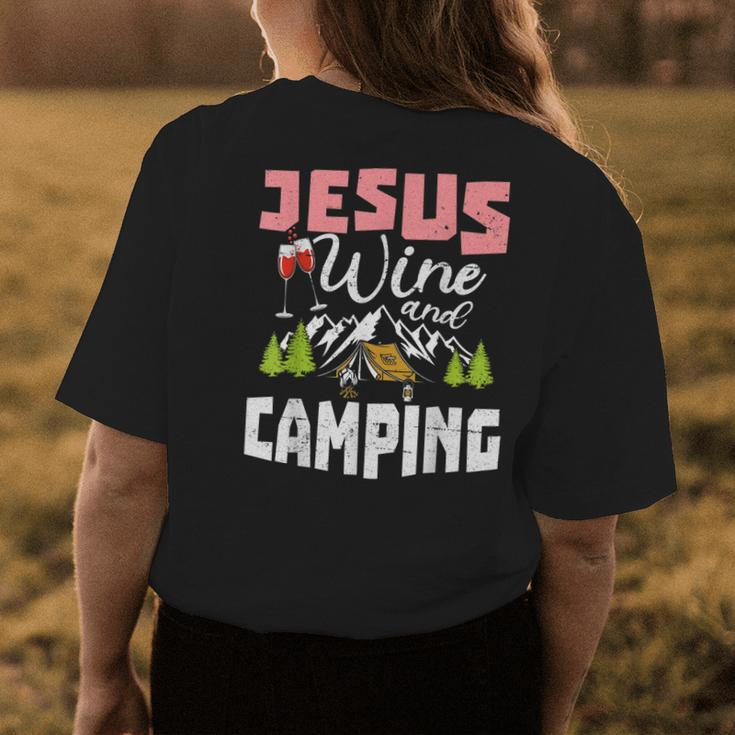 Jesus Wine And Camping For Women Mom Girl Womens Back Print T-shirt Unique Gifts