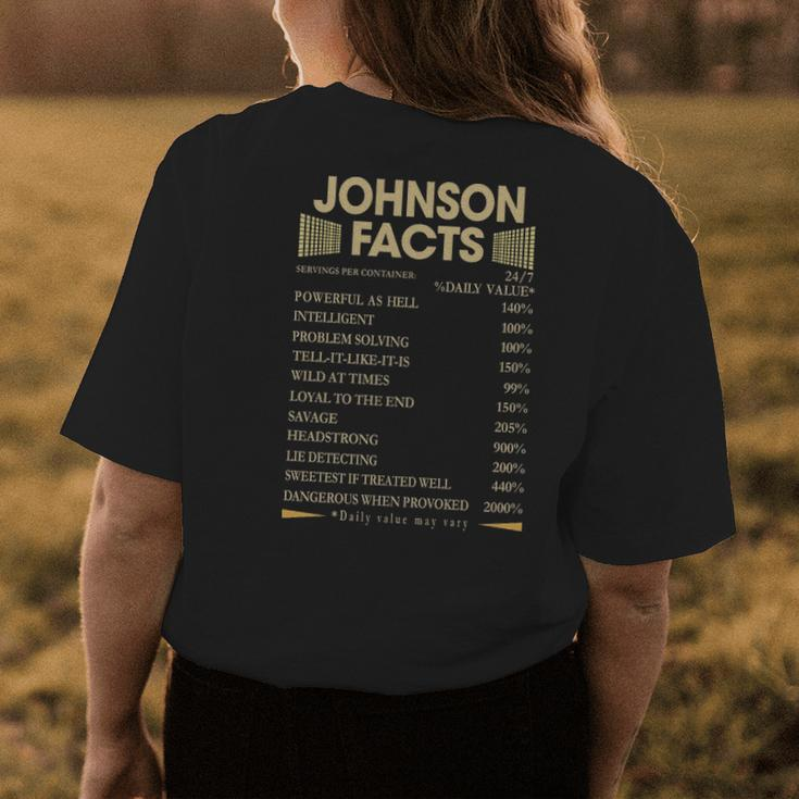 Johnson Name Gift Johnson Facts V2 Womens Back Print T-shirt Funny Gifts