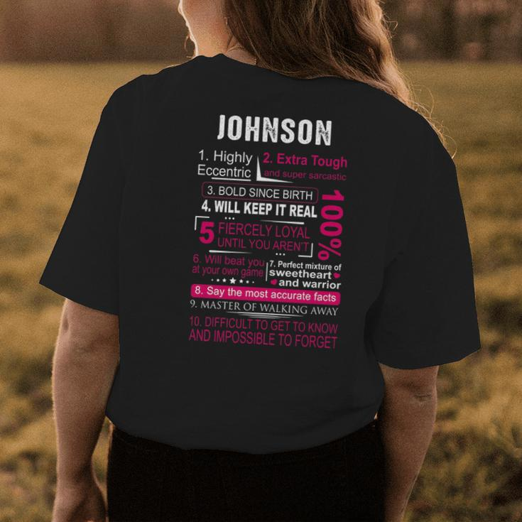 Johnson Name Gift Johnson V3 Womens Back Print T-shirt Funny Gifts